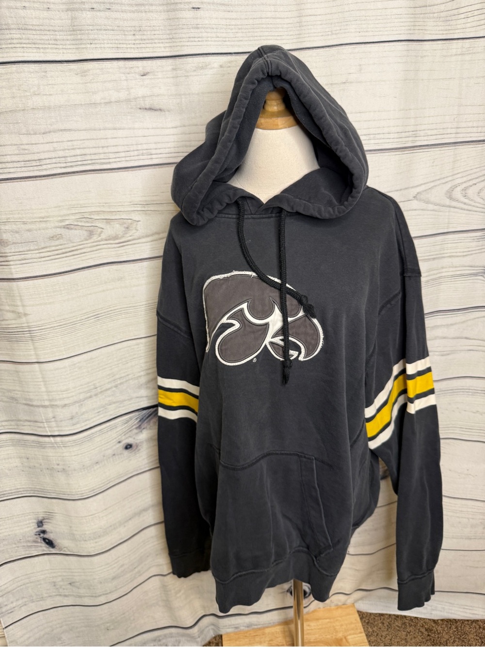 Iowa Hawkeyes faded black hooded sweatshirt